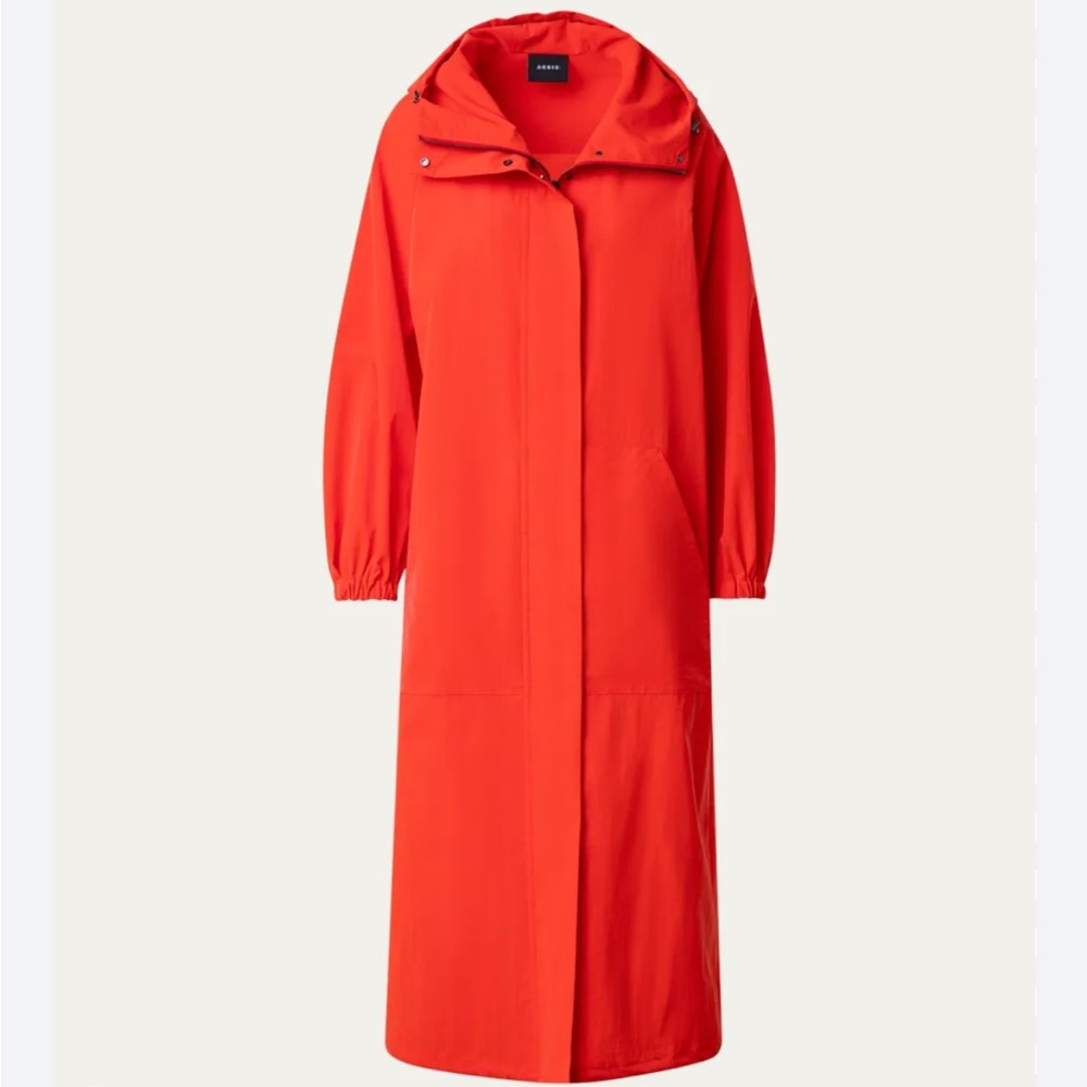 Akris Zachary Long Parka Coat Poppy Red Women’s US Size 8